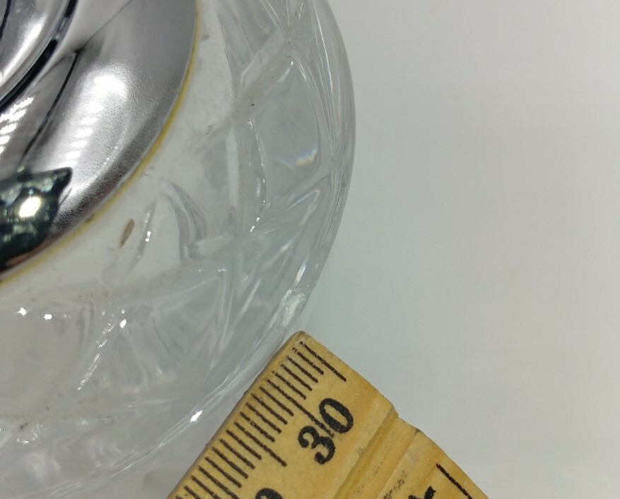 Vtg Clear Crystal Cut Glass Table Top Lighter Chrome Cigarette Tabaco 4.5″ Japan