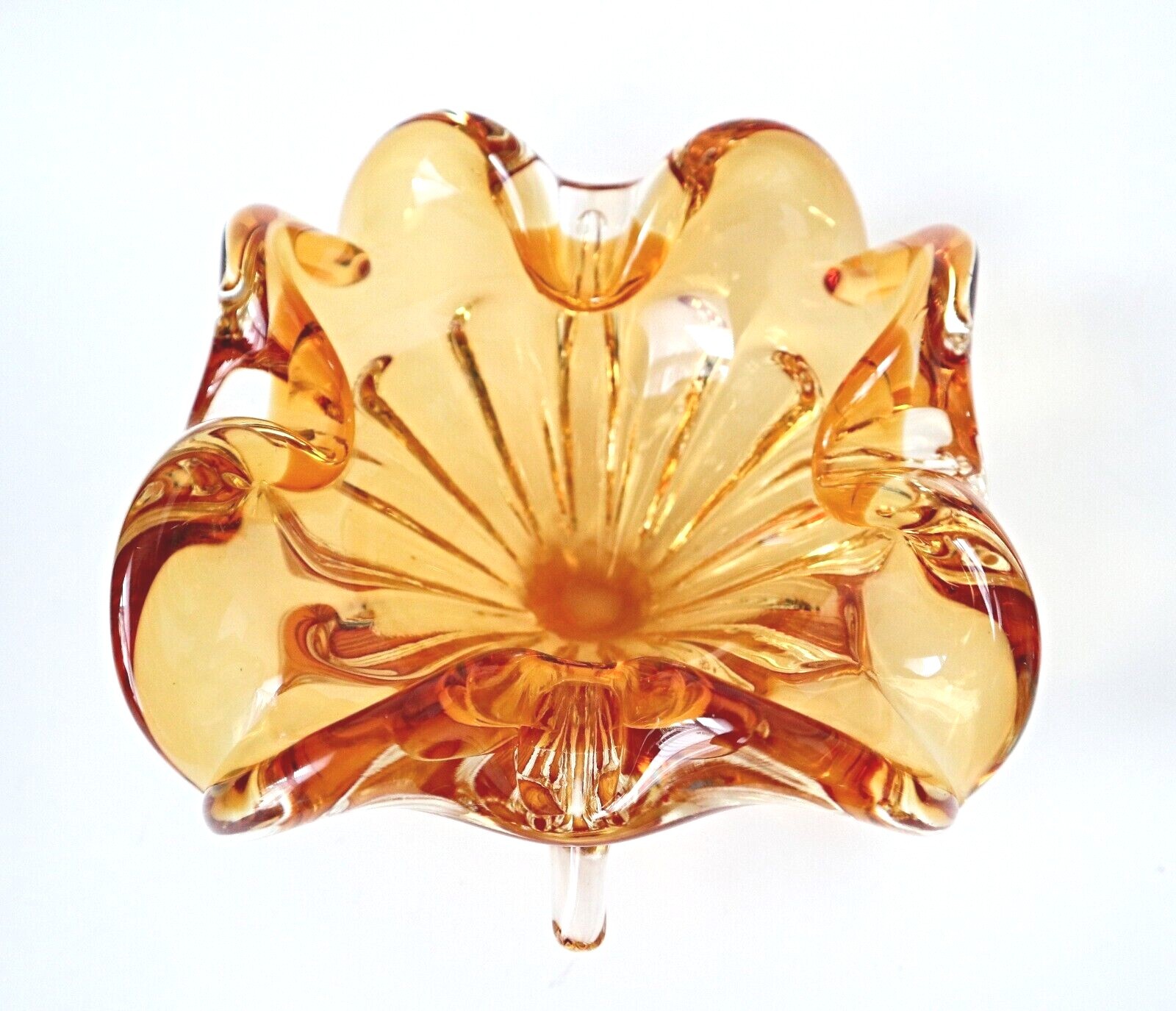Vintage Chalet Glass Amber Ashtray Chunky Mid Century Modern Contemporary Canada