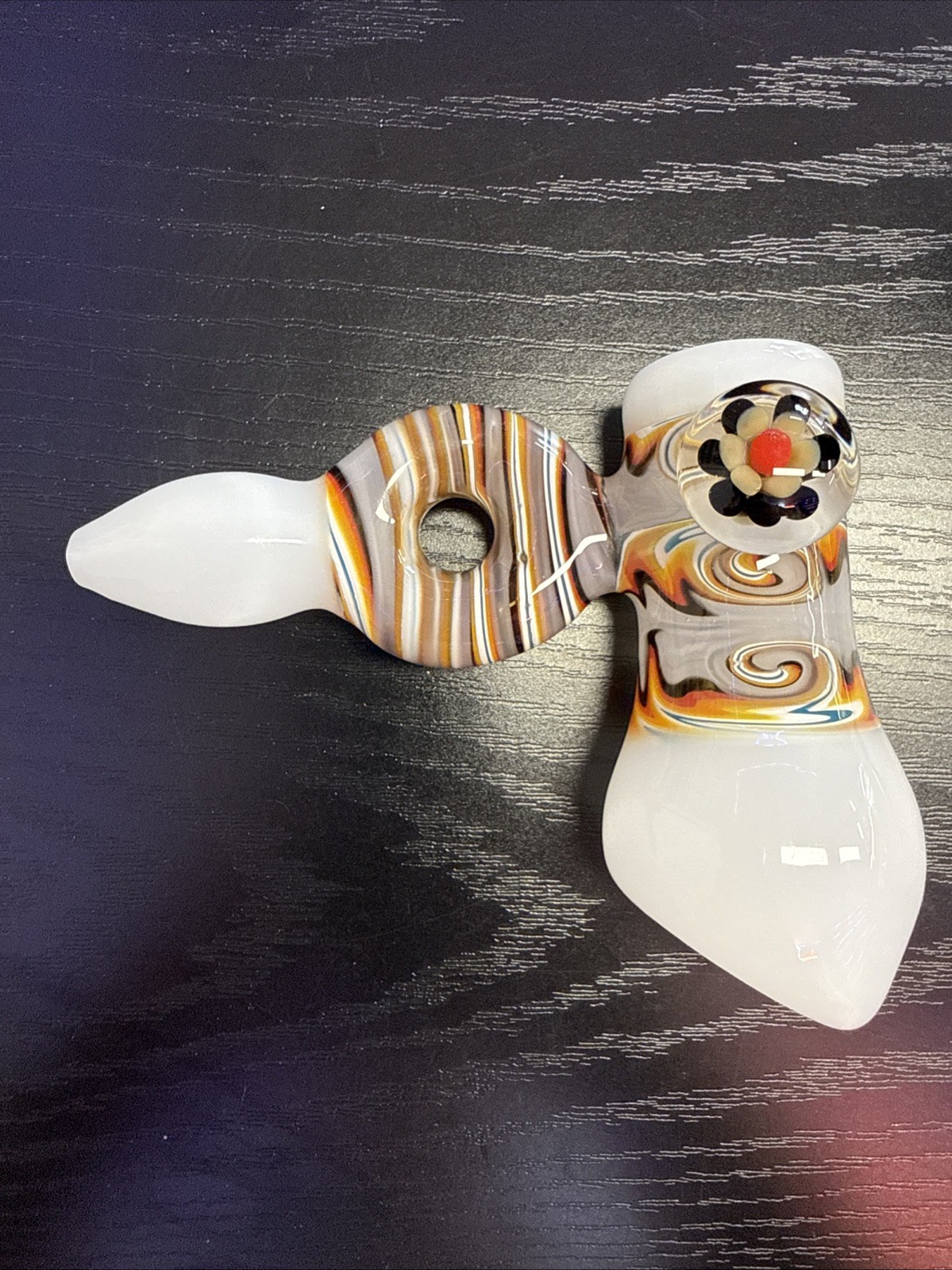 Hammer Bubbler Wig Wag 5″ Glass Pipe Marble Flower