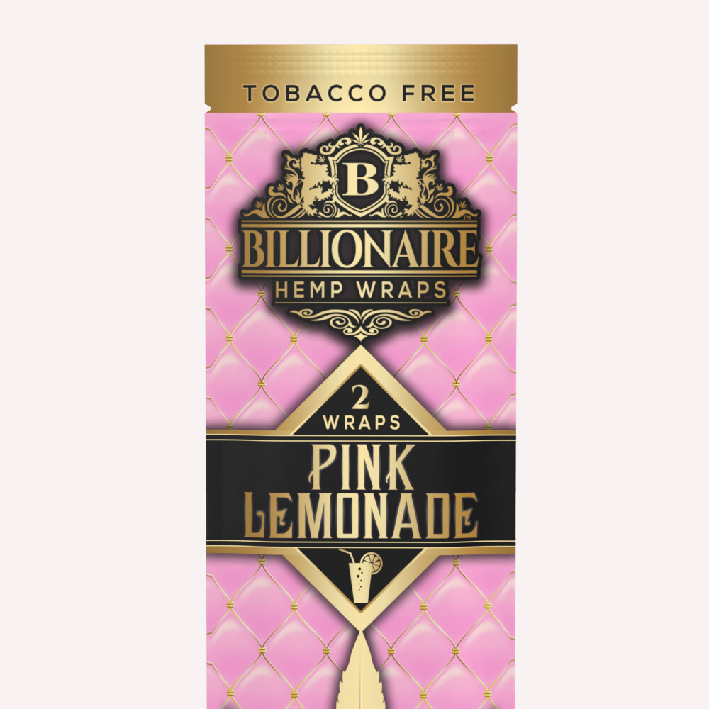 Billionaire Wraps – Pink Lemonade Rolling Paper – 2 Wraps (1 Pouch +Tracking)