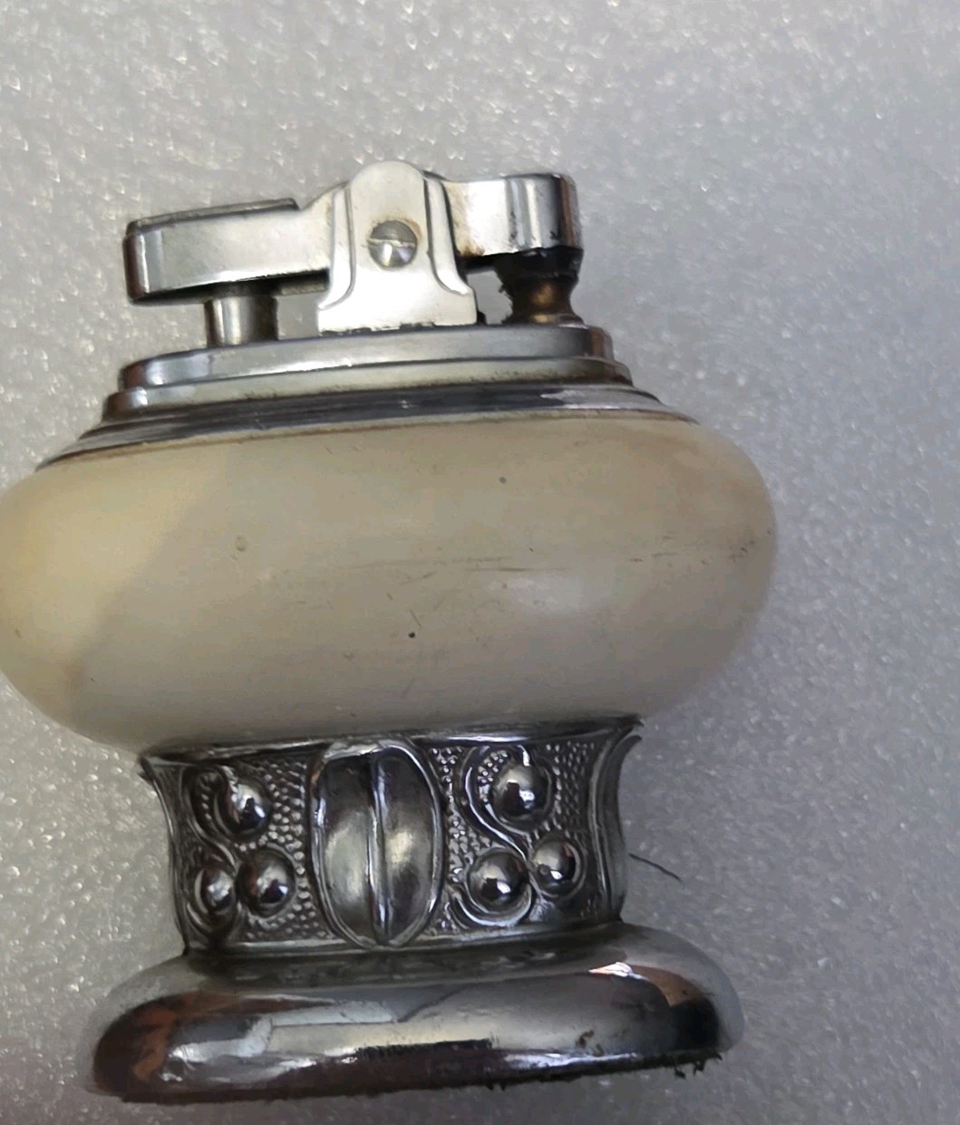 Vtg Excello Table Lighter Chrome Ribbed Mid-Century Japan – Display/Parts Only