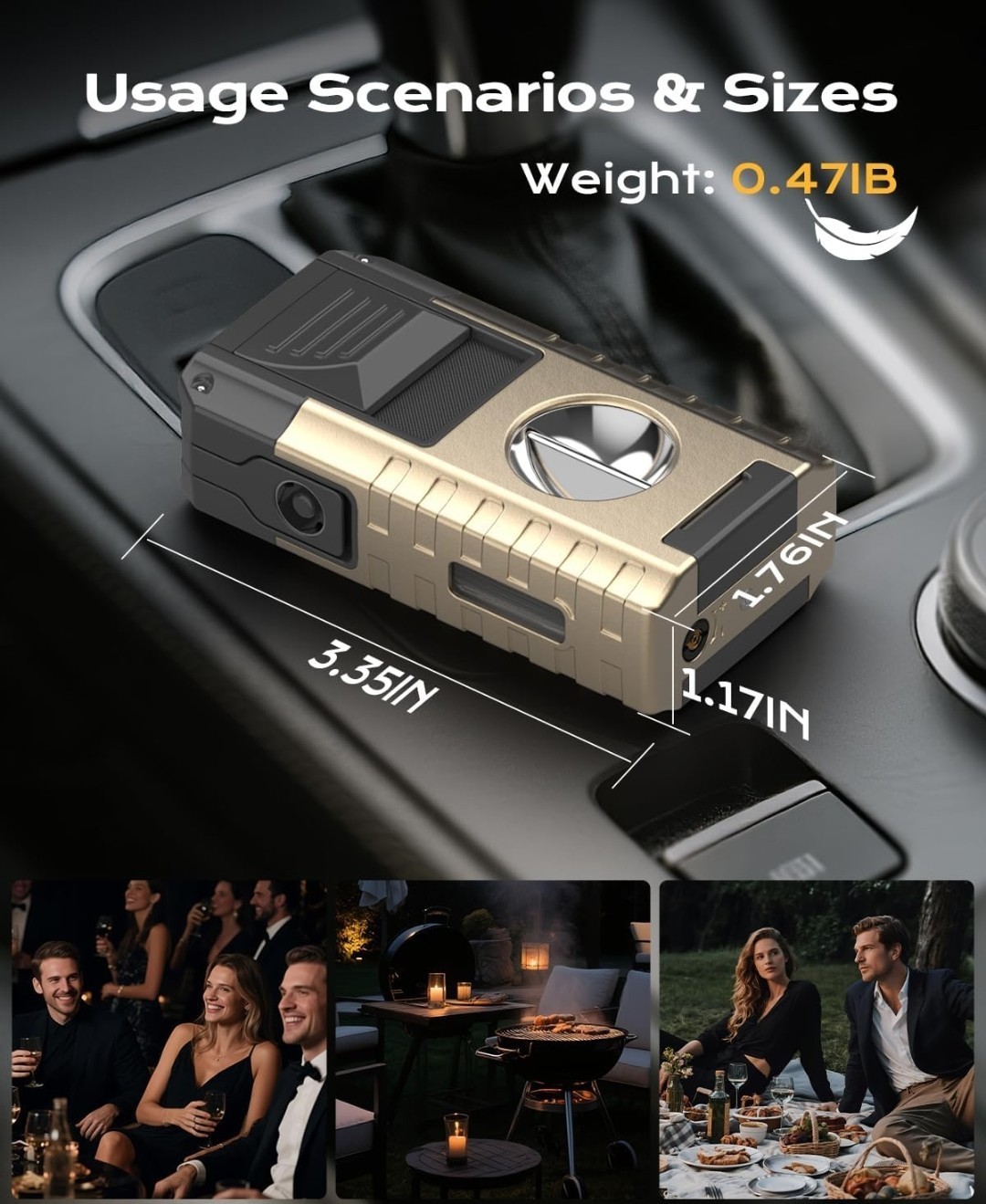 Torch Lighter, 6-in-1 Torch Lighters with V & Straight Cutter, Built-in Punch…
