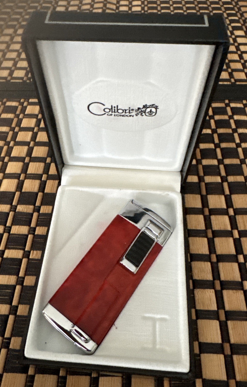 WORKING COLIBRI TORCH Silver & Red/Rust Tone LIGHTER New
