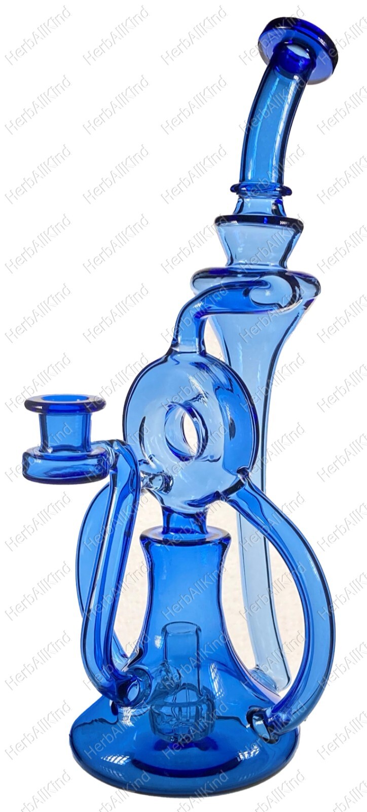 12″ Blue Glass Bong Showerhead Donut Vortex Cyclone Recycler Perc