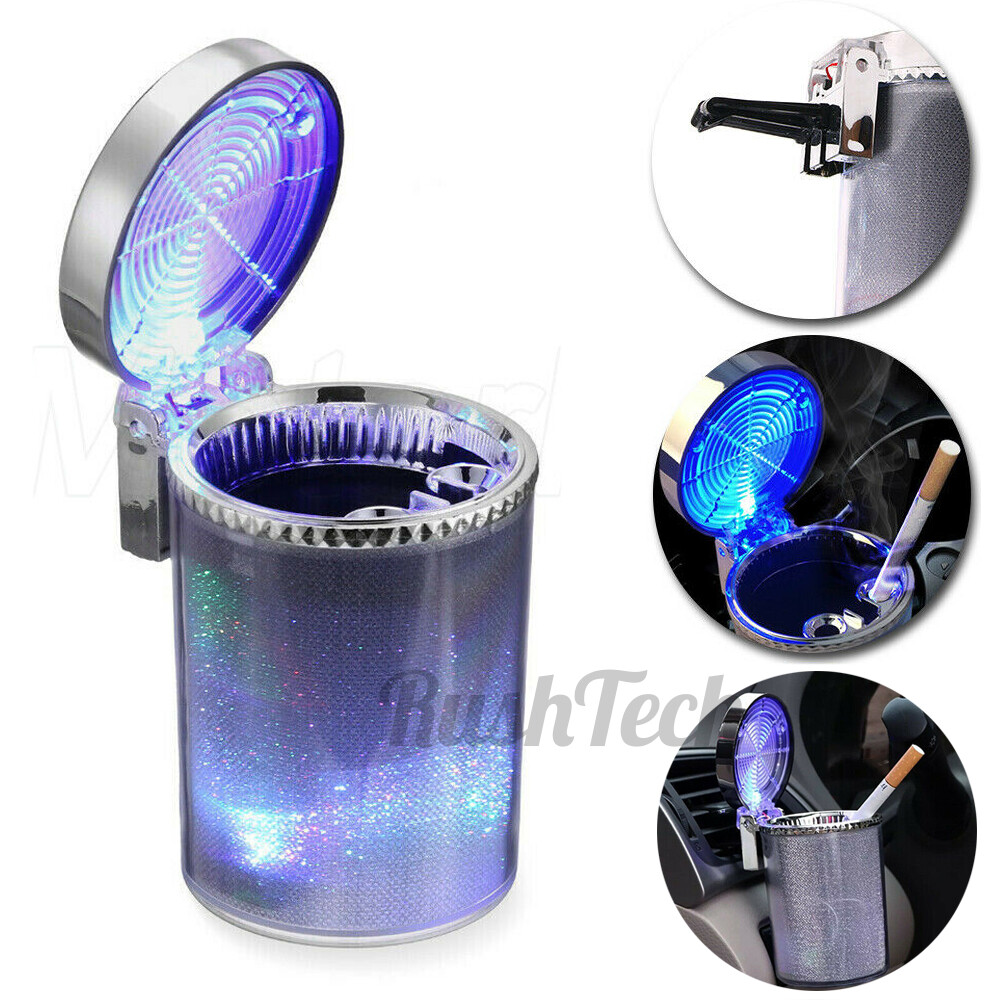 Car LED Light Up Ashtray Smokeless Ash Cigarette Cylinder Holder Cup Colorful