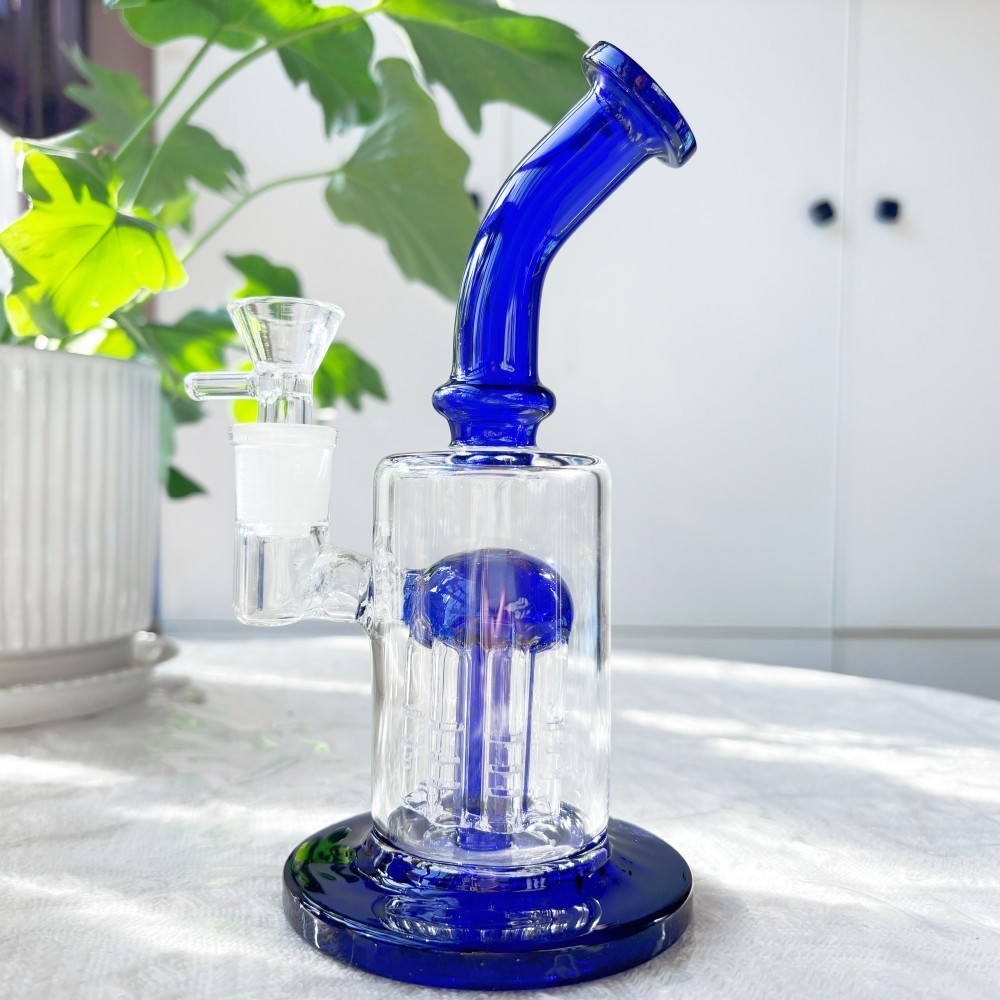 Premium 7” Tree-Arm Perc Glass Bong Smoking Bubbler Pipe w/ 14mm Bowl USA Stock