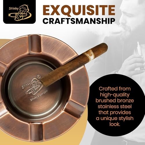 Stinky Cigar® One-Piece Ashtray (Brushed Bronze)