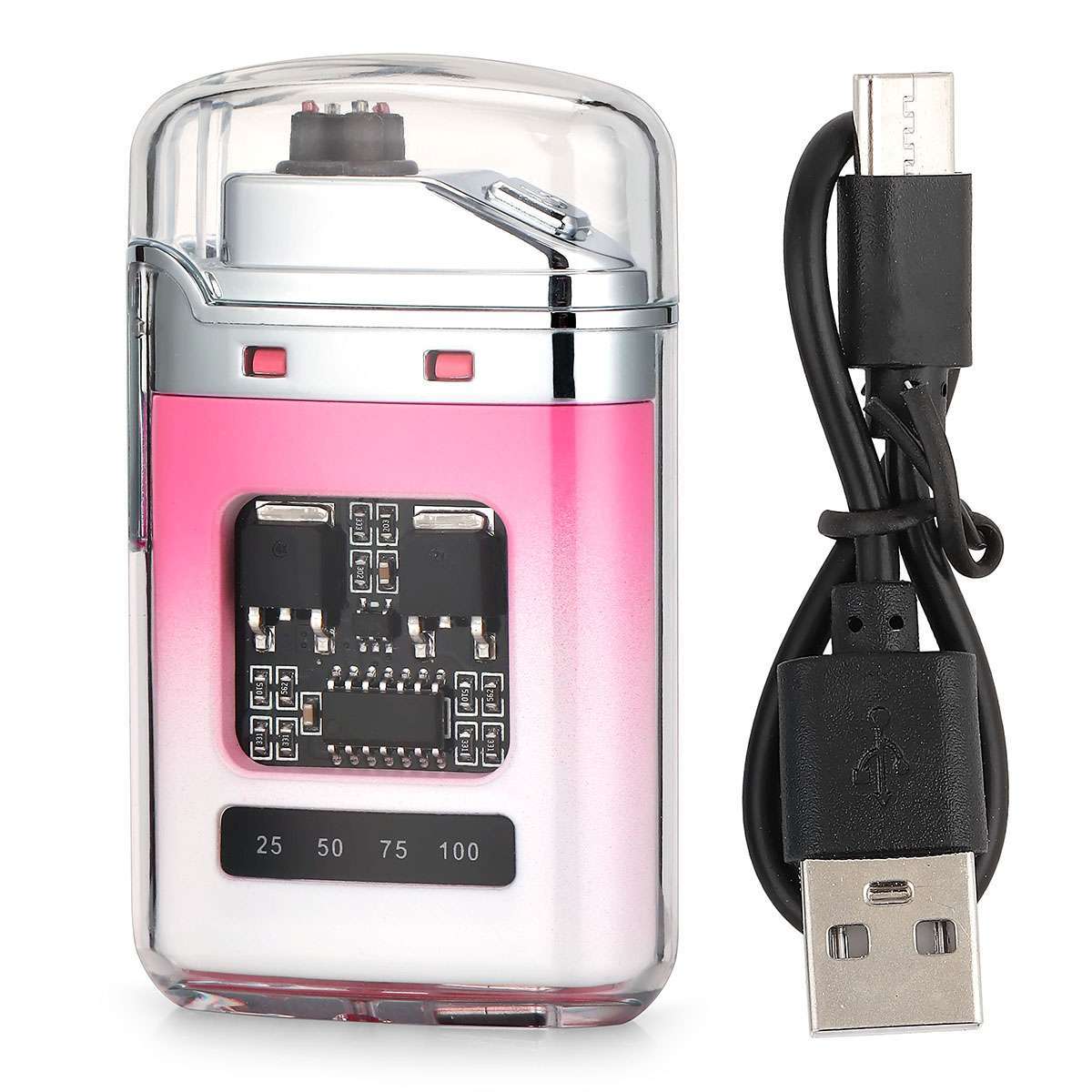 USB Rechargeable Waterproof Electric Dual Arc Plasma Flameless Windproof Lighter