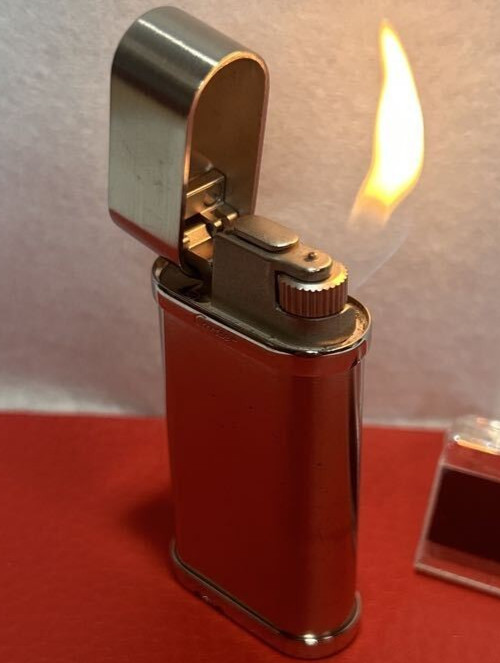 Overhauled Cartier Gas lighter Silver Godron hair line without box