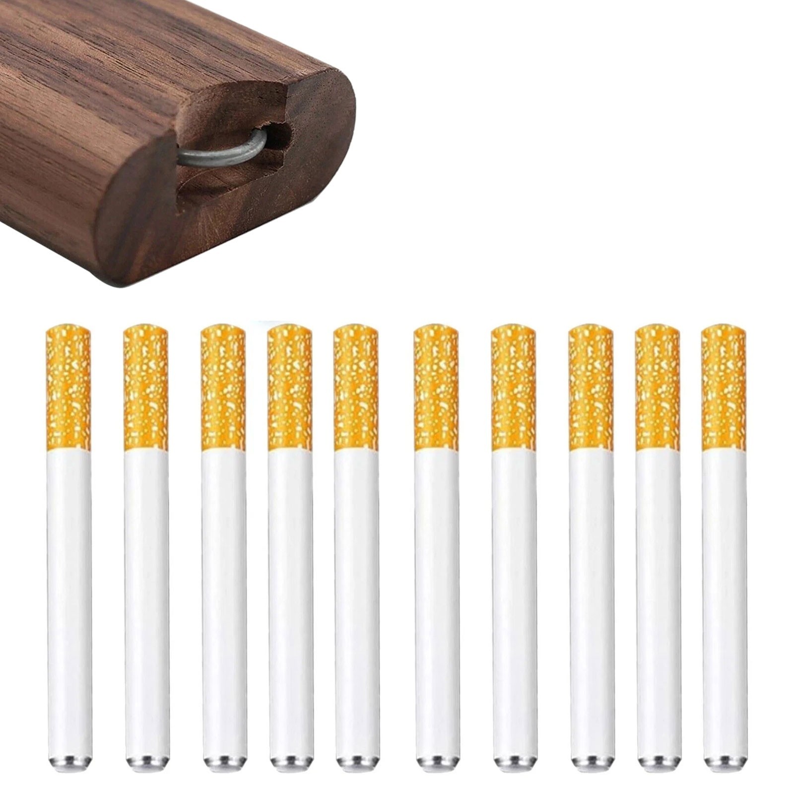 12P Wooden Dugout Pipe Self Cleaning Metal Bat Poker Smoking Pipe One Hitter Kit