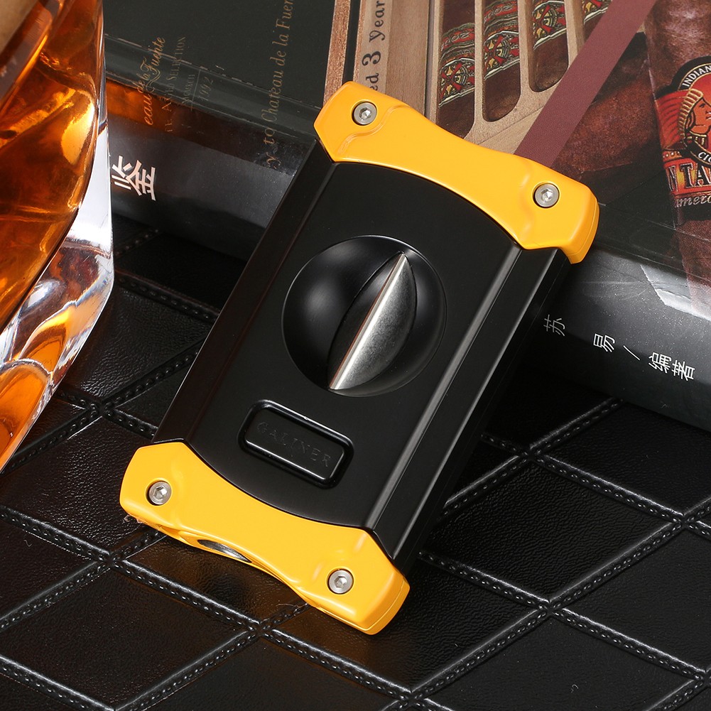 Yellow Cigar Cutter Pocket Gadgets V-Cut Cigar Knife Scissors Accessories Smoke