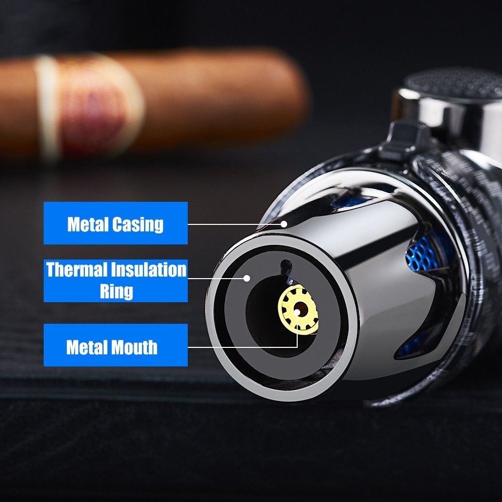 Metal Torch Lighter-Refillable Butane Jet Adjustable Blue Flame Lighter 66WGZB6