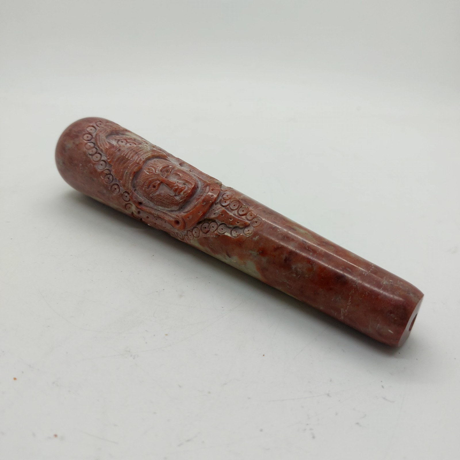6″ Red Marble Hand Carved Chillum Smoking Pipe