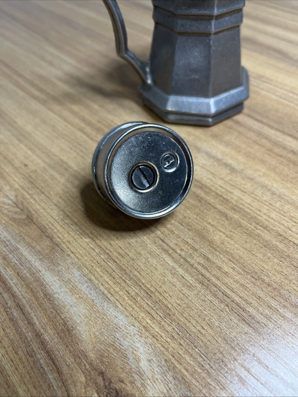 Vintage Silver Tone Table Lighter. In Shape Of Stein. Mark Of RT On Bottom