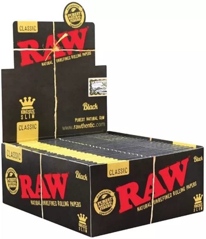 Raw Classic King Size Slim Black Rolling Papers 100% Authentic (50 Count Box)