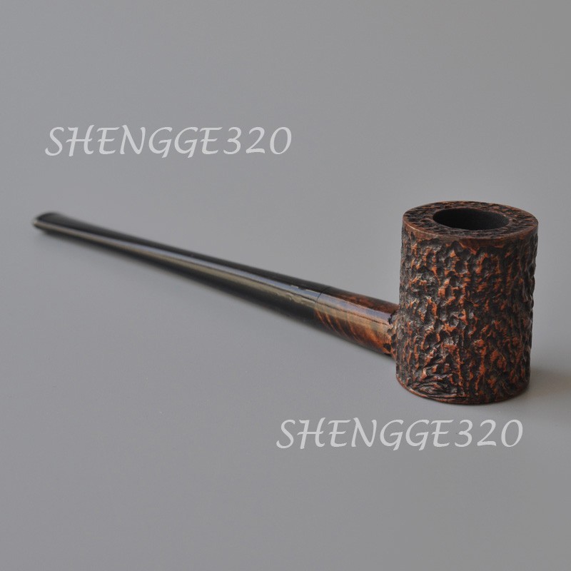 Briar Root Wooden Tobacco Pipe Poker Churchwarden Carved Surface Straight Stem