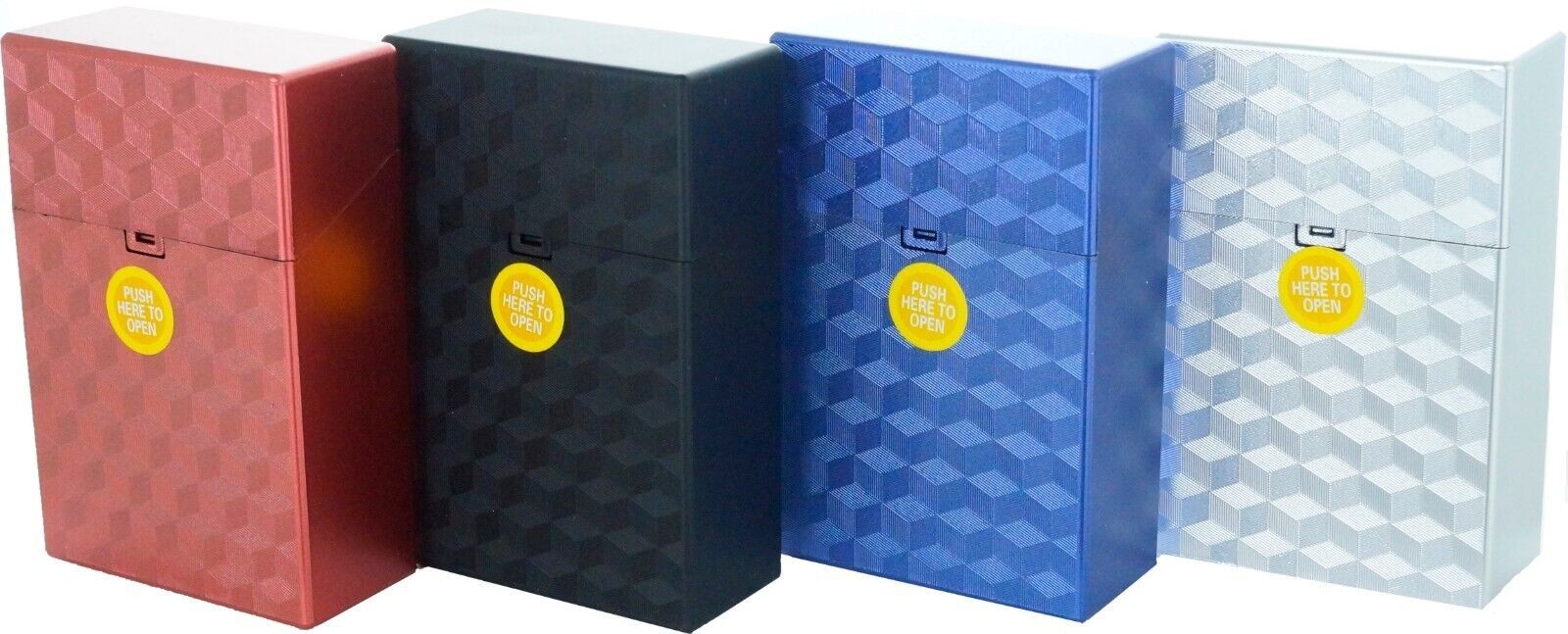 12 PACK King Size Push-to-Open Plastic Cigarette Case Cube Square Design