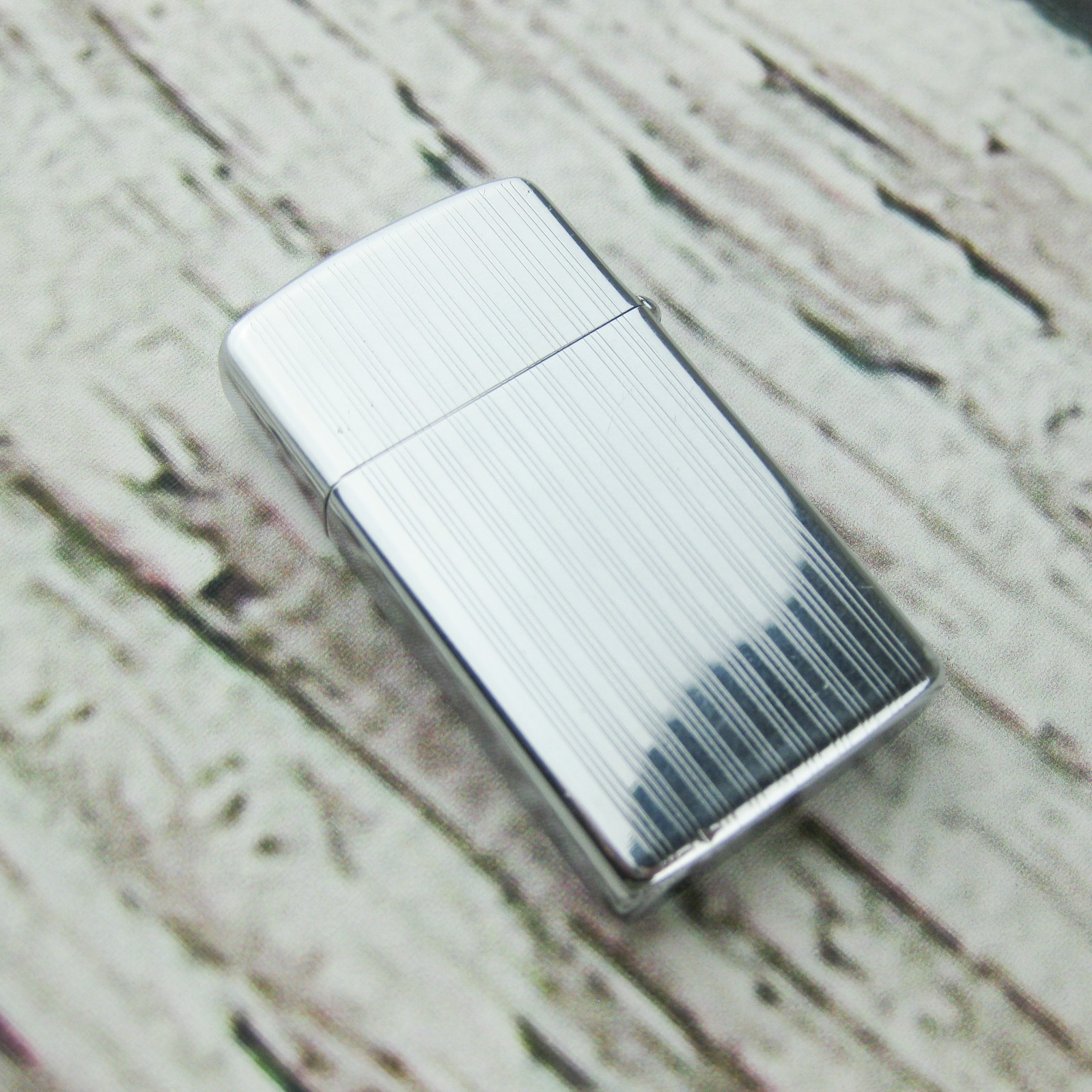 Vintage 1960 Zippo Monogram Slim Lighter with Green Silver Box & Insert