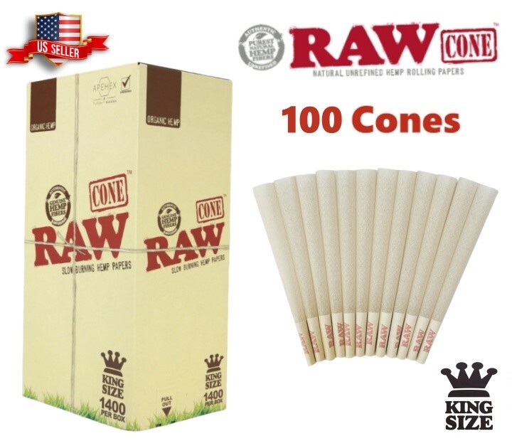 Authentic RAW Organic King Size Hemp Pre-Rolled Cones 100 Pack & Free Shipping