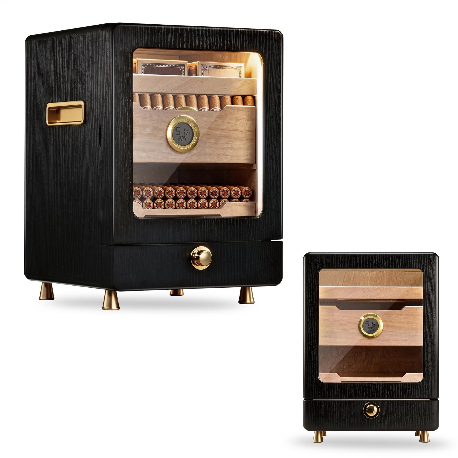 Electric Cigar Cooler Adjust Humidor Cedar Wood Shelf Storage 100-150 Cigar