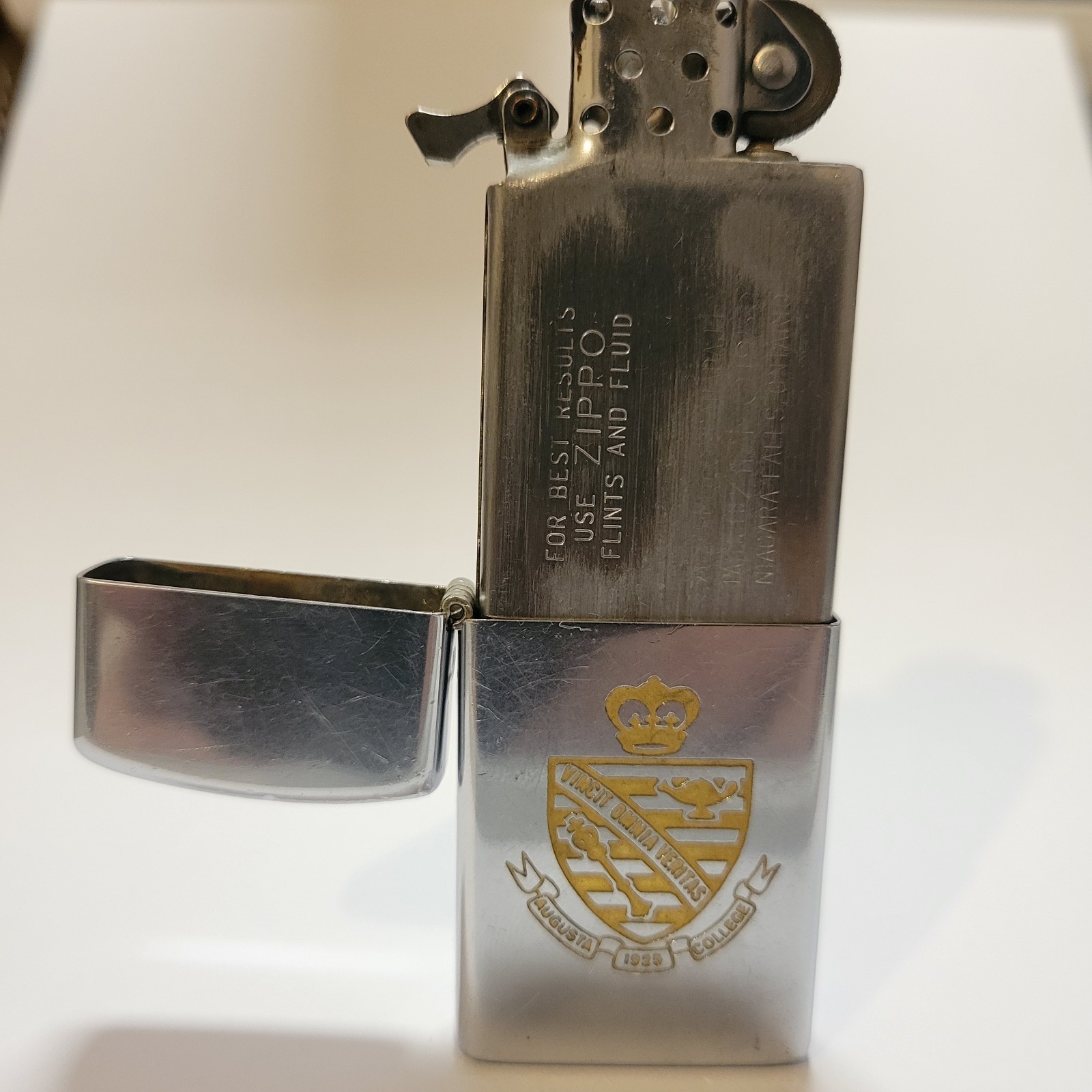 Memorial Advertising Vintage Zippo, Slim, Augusta College, 1972, *READ*