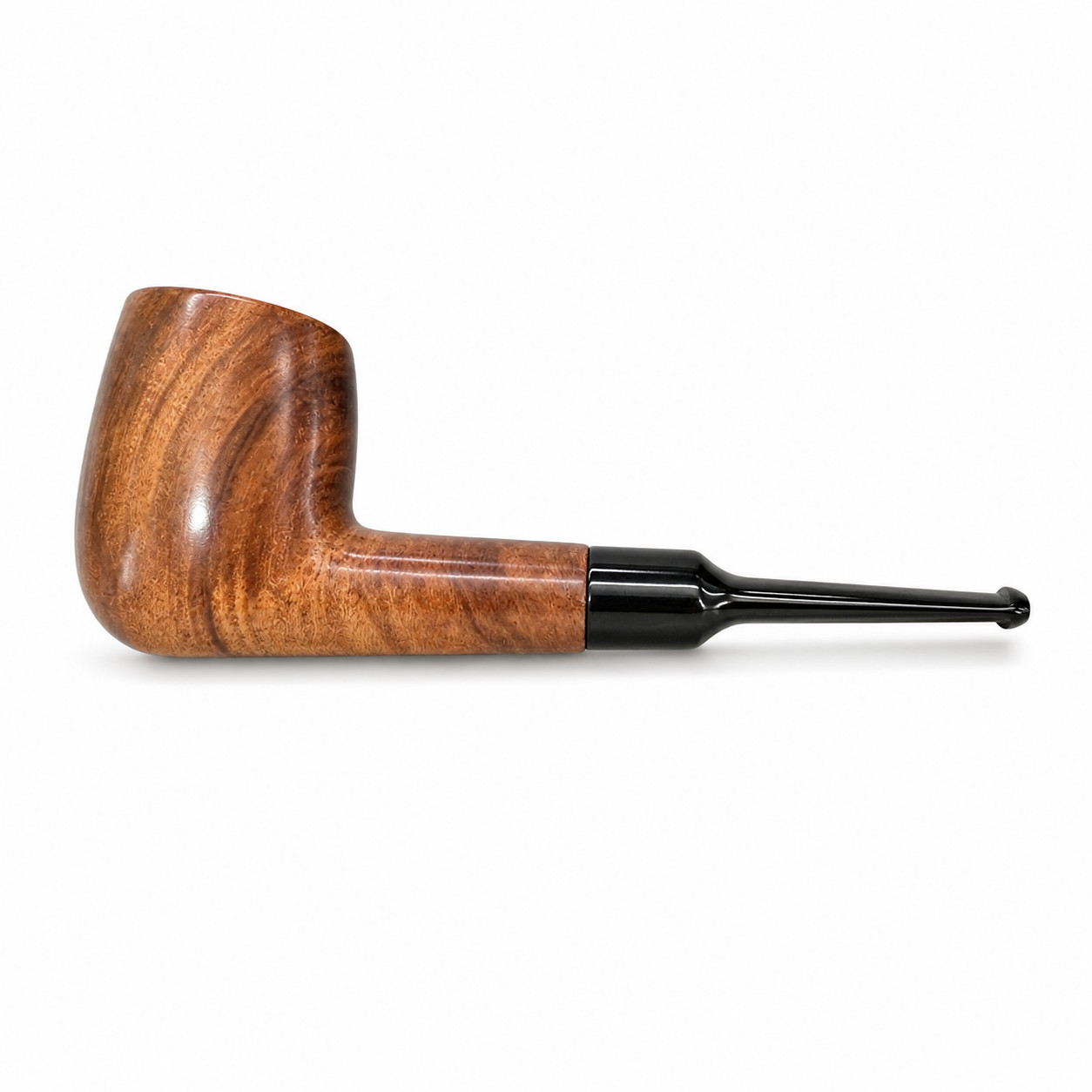 Classic Wooden Tobacco Smoking Pipe 9mm Filter Glossy Black Stem Natural Grain w