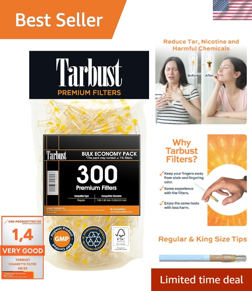 300 Cigarette Filters – Reduce Tar and Stains, Full Flavor Guaranteed