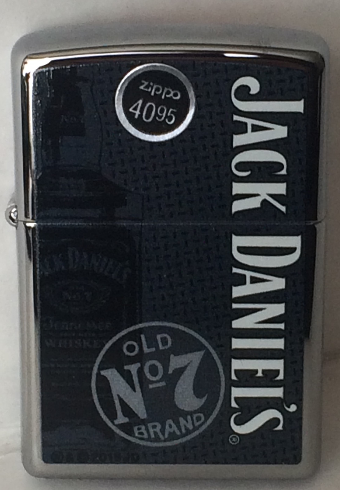 Zippo Polished Chrome Lighter With Jack Daniels Bottle and Logo, 46829, NIB