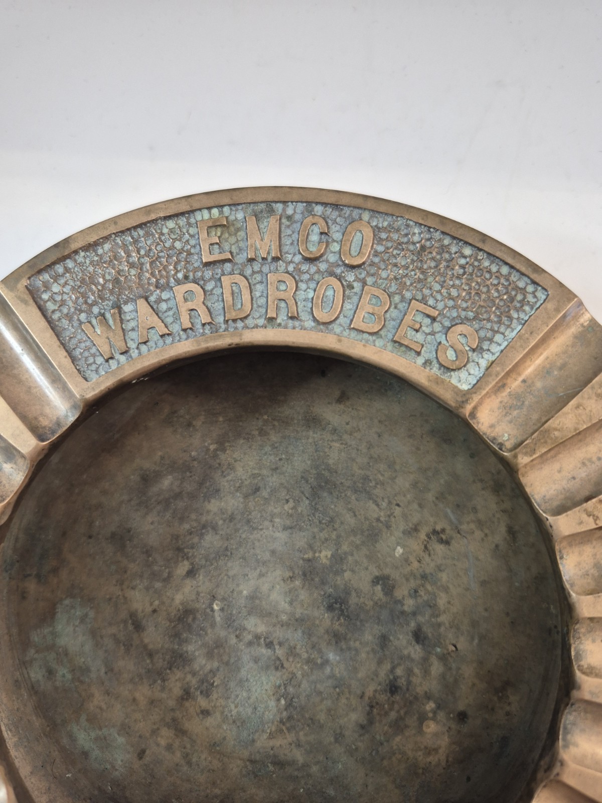 Kansas City EMCO Wardrobes Industrial MCM Heavy VTG Solid Brass Ashtray -5lbs