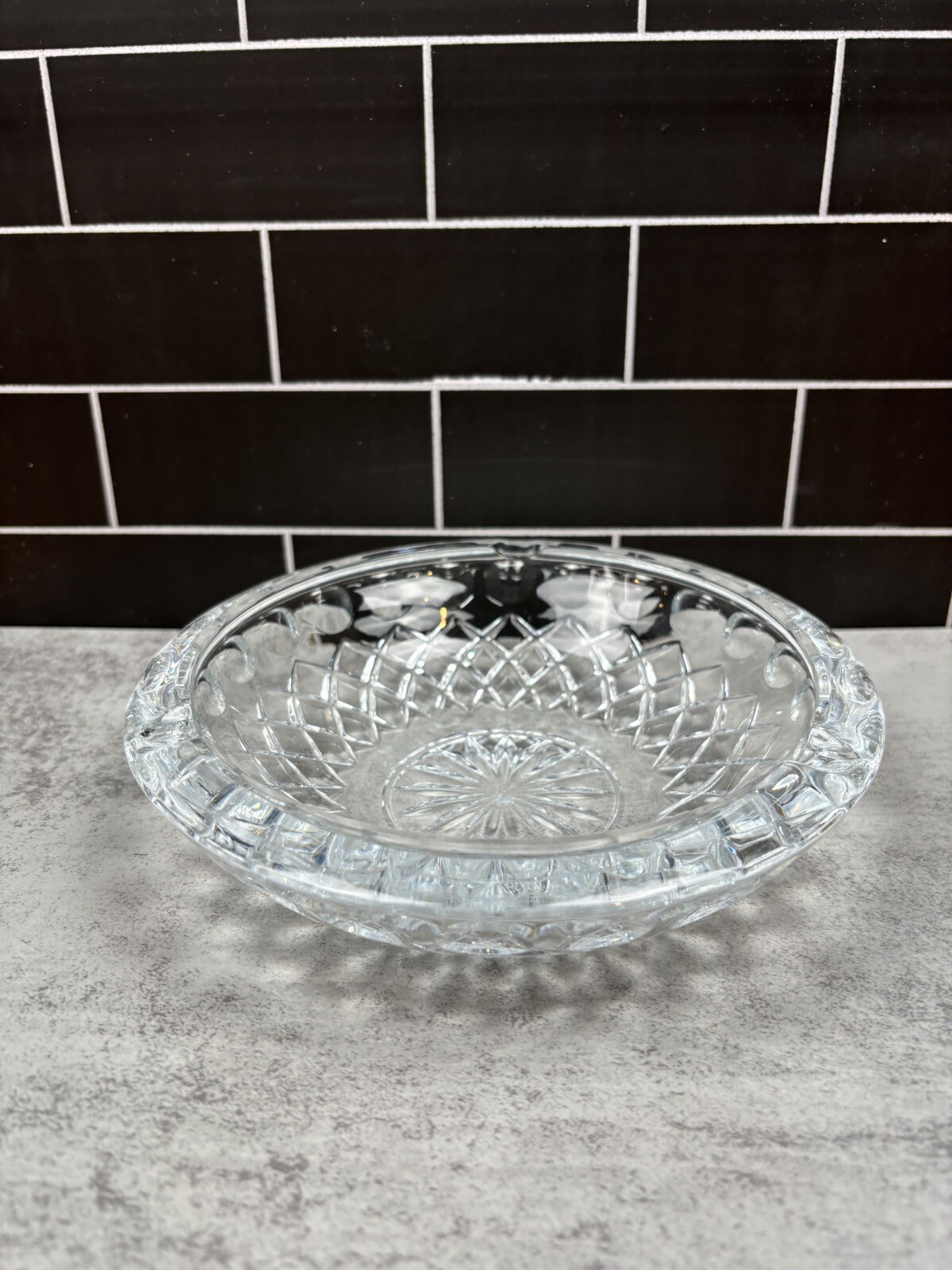 Beautiful Vintage Princess House Clear Crystal Glass 7” Cigar Cigarette Ashtray