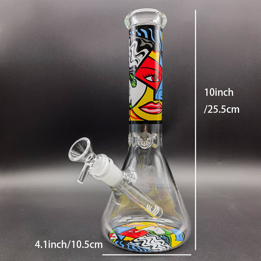 10″ Oil Painting Water Pipe Smoking Glass Bong Pipes Hookah Percolator Bong US.