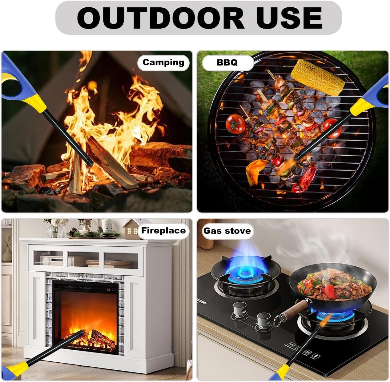 Efficient 4-Pack Long Lighters – Ideal for Home, Camping, and Culinary Use