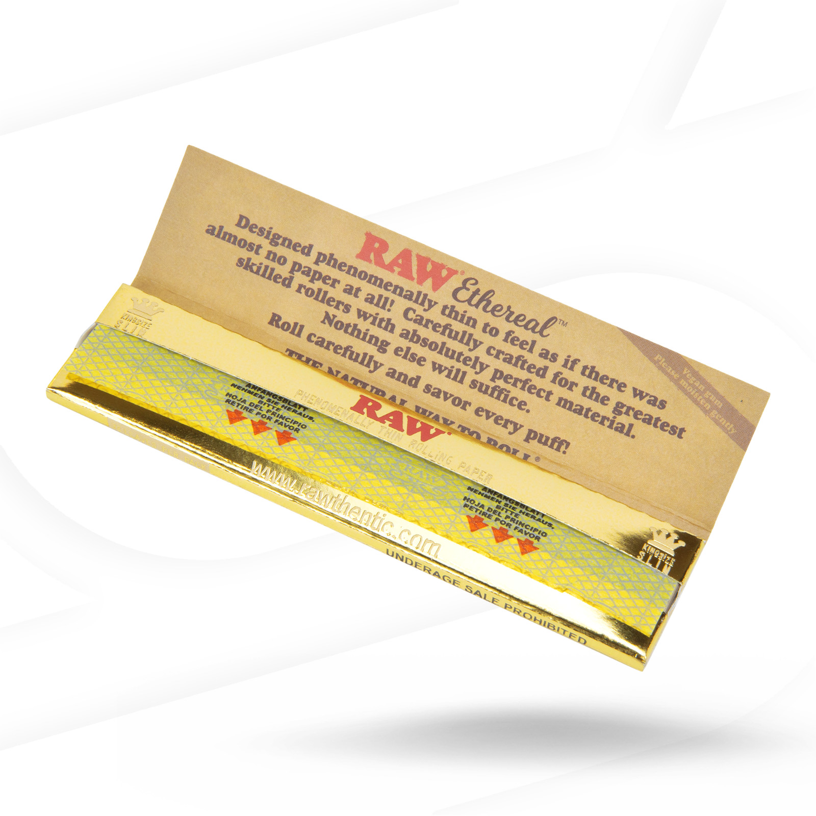 RAW Ethereal King Size Slim Rolling Papers Designed Phenomenally Thin | Full Box