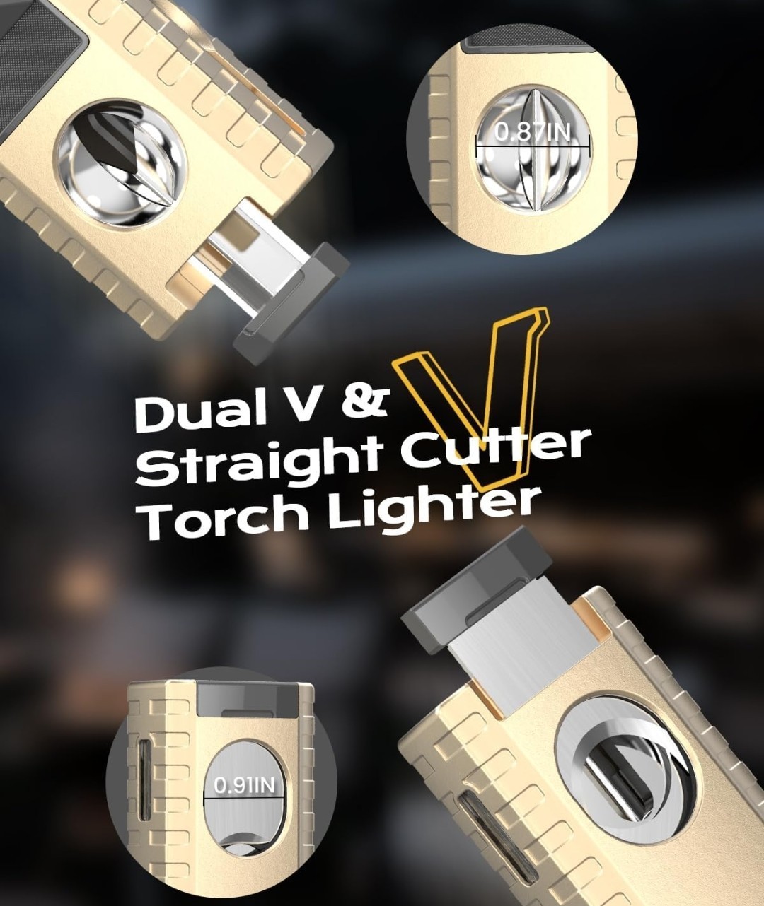 Torch Lighter, 6-in-1 Torch Lighters with V & Straight Cutter, Built-in Punch…