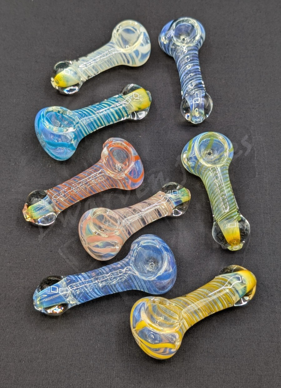 2x – 3.5″ Glass Spoon Hand Pipes Tobacco Bowls – Assorted Colors