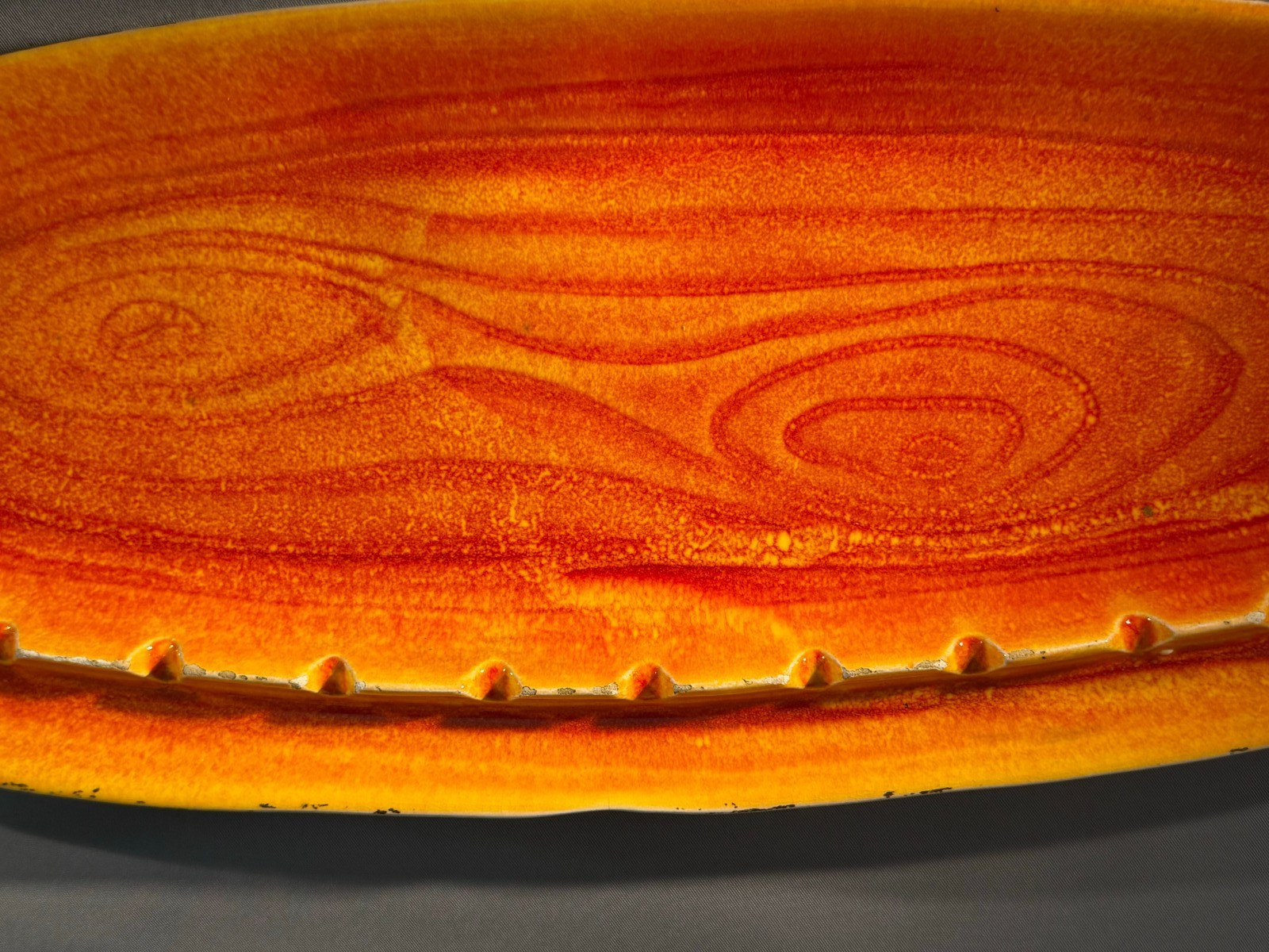 Vintage California D23 USA Pottery Orange Lava Acid Glaze Atomic Age Ashtray MCM