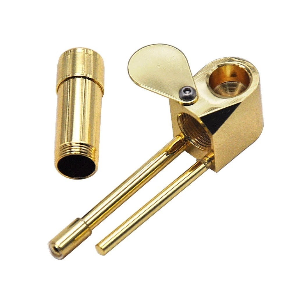 Brass Smoking Pipe with Storage Chamber Herb Tobacco Proto