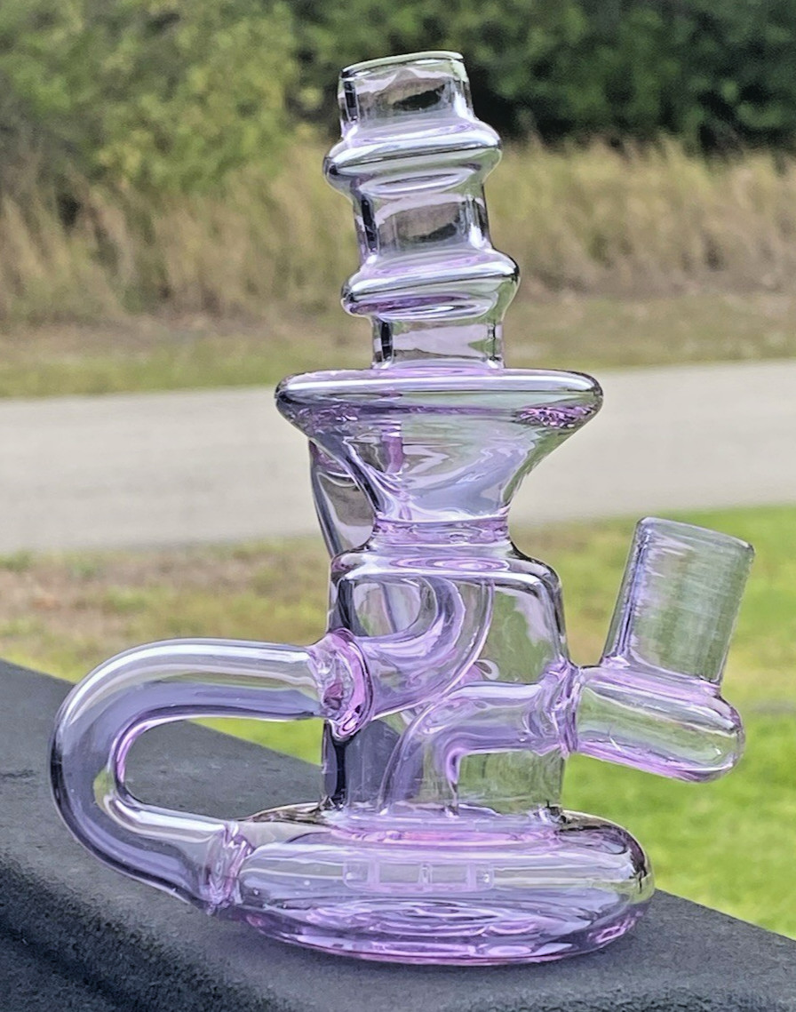 Sweet 5″ Klein Recycler Glass Water Pipe Bong Bubbler Shower Head Perc 2X Bowls
