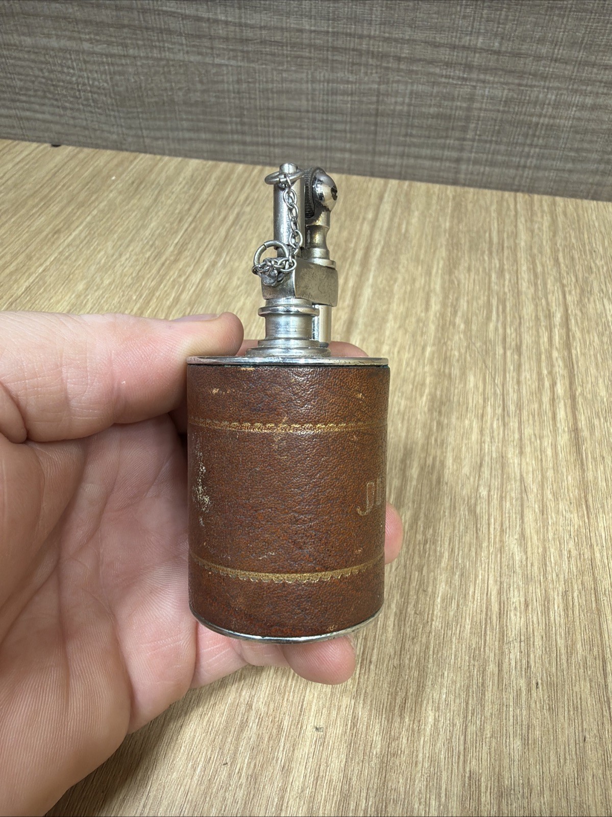 Vintage 1930’s Daltis “The Executive” Table Lighter. Untested Brown Leather