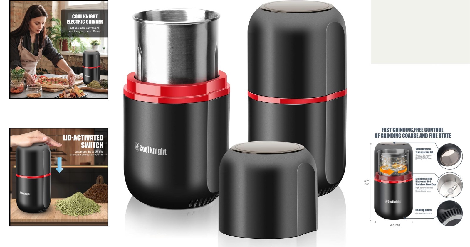 High-Performance Black Electric Grinder – Large Capacity & One-Button Operation