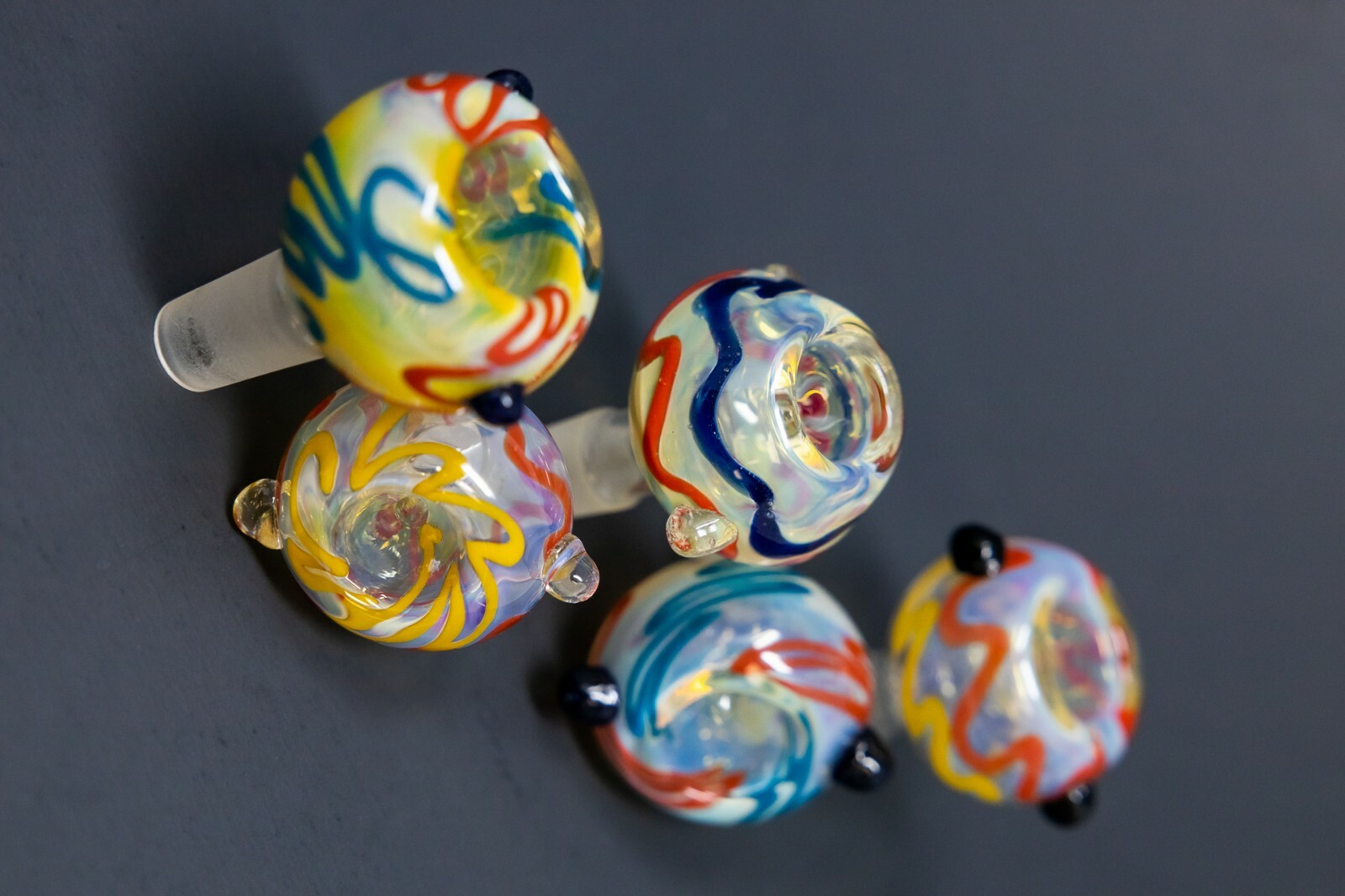 14MM Fumed Swirl Thick Glass Tobacco Hookah Water Pipe Bong Bowl – 10 Pc Set
