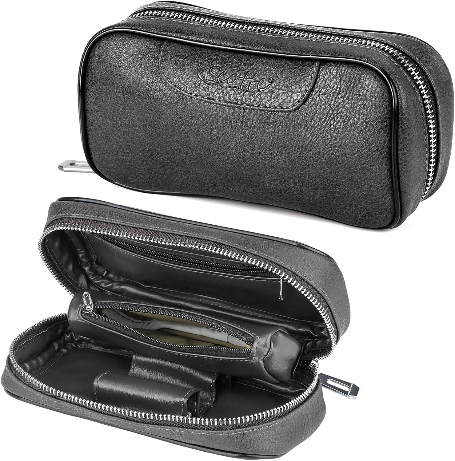 Estuche Para Pipa De Madera Para Fumar Tabaco De Cuero De Pu / Bolsa Para 2 …