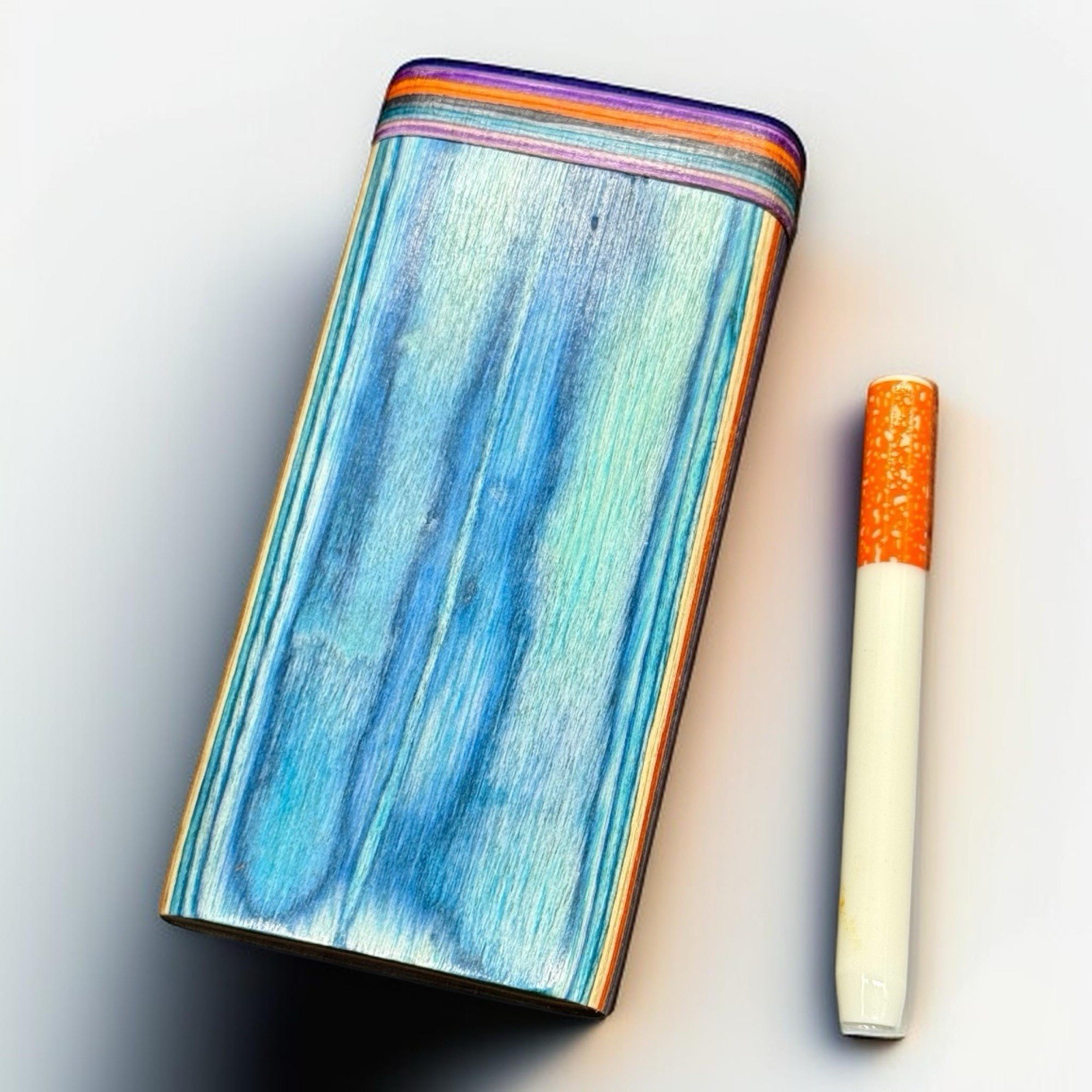 Rainbow Wooden Dugout 4” x 2” w/ Ceramic Bat – Handmade USA