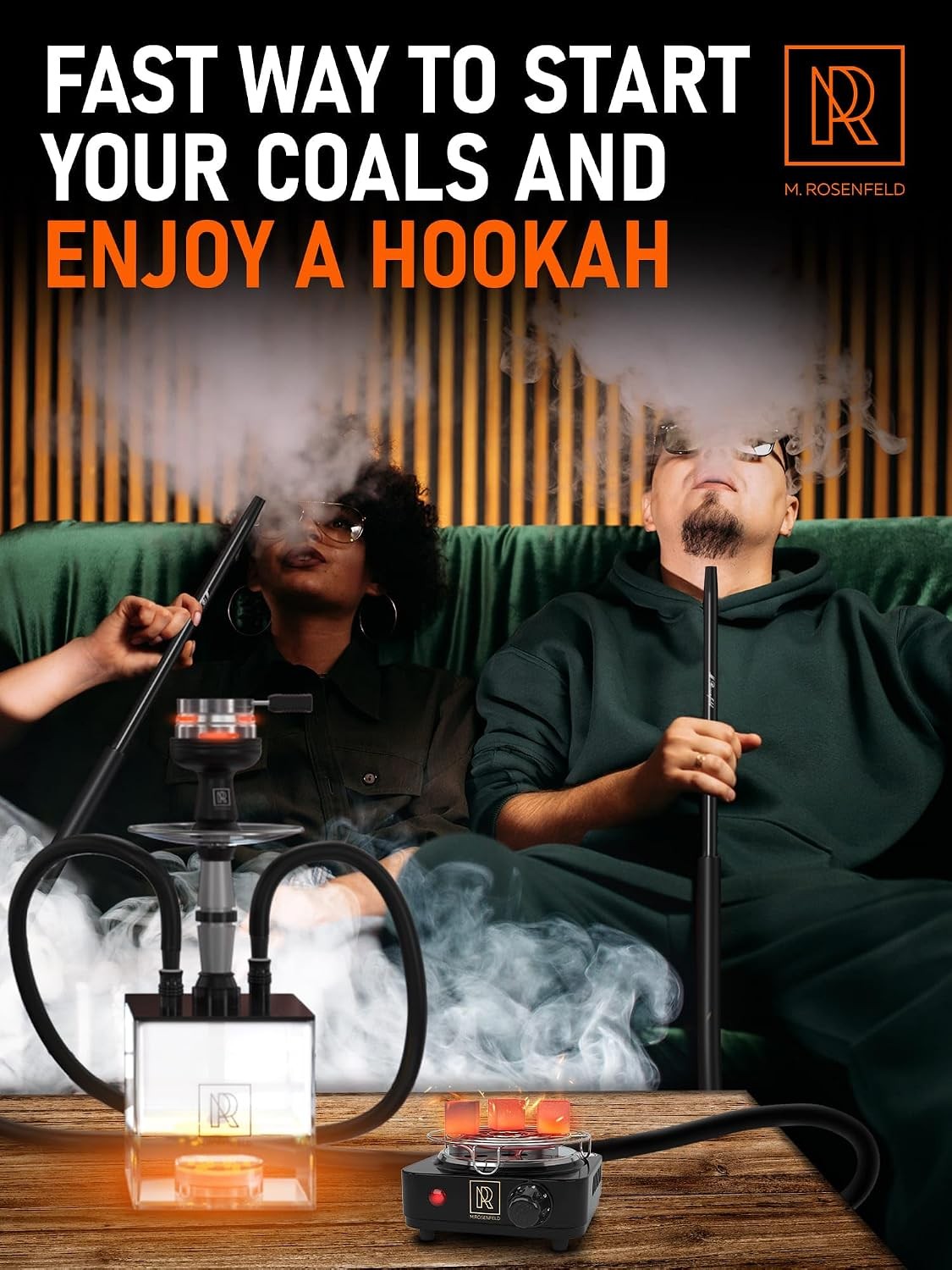 M. ROSENFELD Hookah Coal Burner 500W Electric with Grid Tongs
