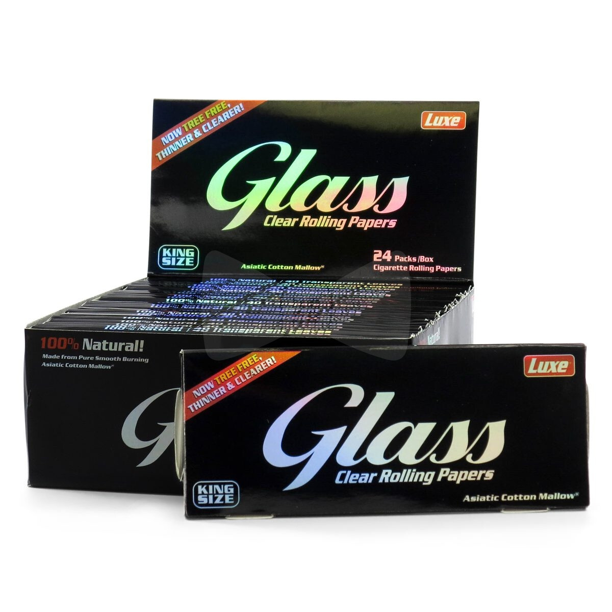 Glass Rolling Paper Clear King Size Cigarette Paper Transparent (Full Box of 24)