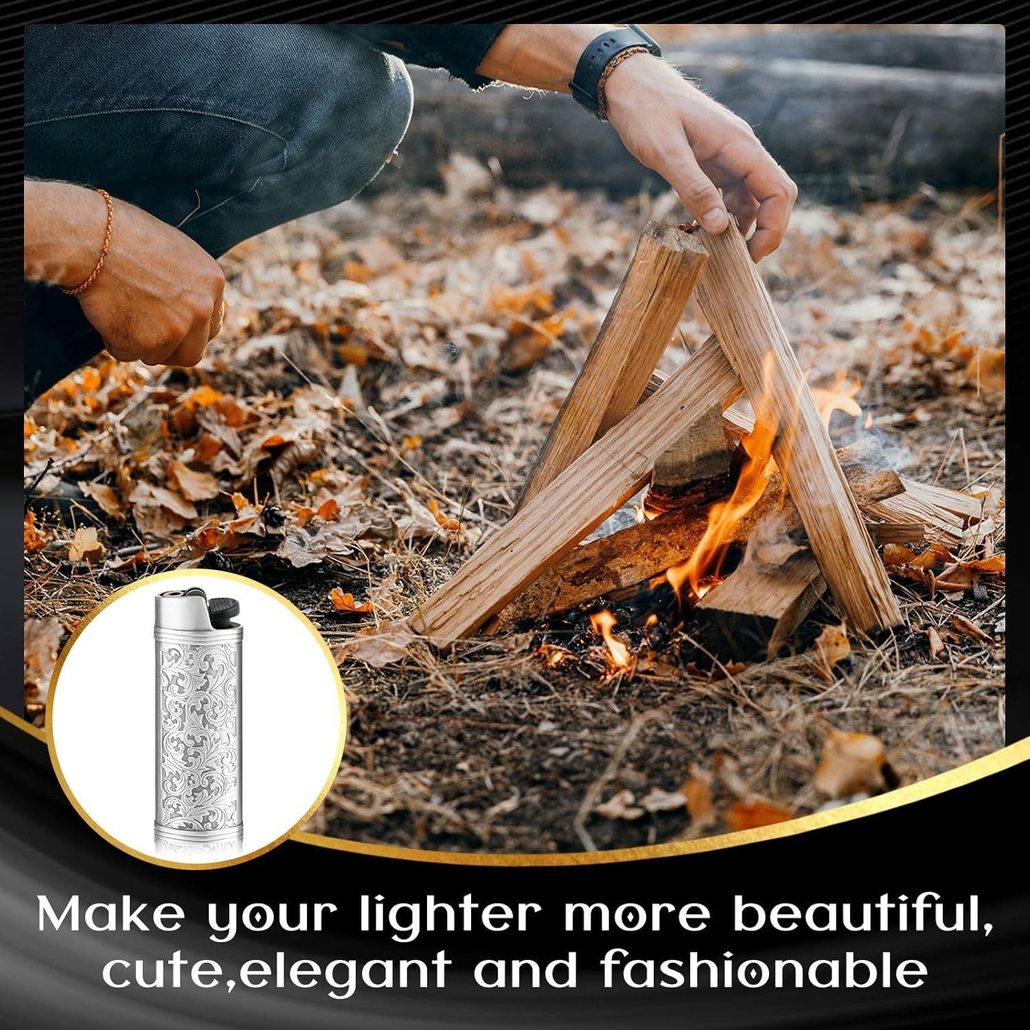 Durable 2 Pack Vintage Lighter Covers – Perfect Gift for Men in Bronze & Silver