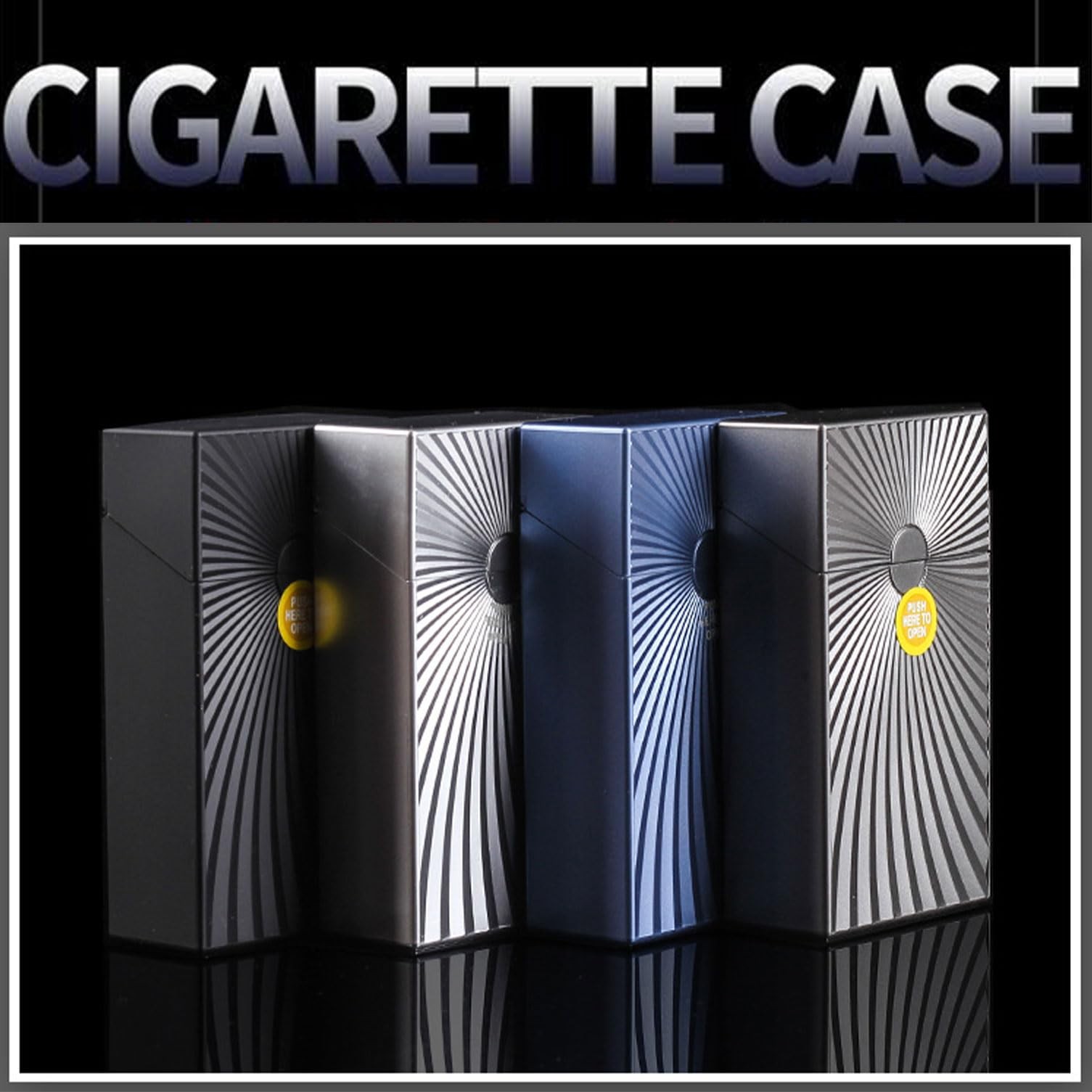 Cigarette Case Box 100mm Cigarettes 100’s Size Women and 100mm, Silver+Black