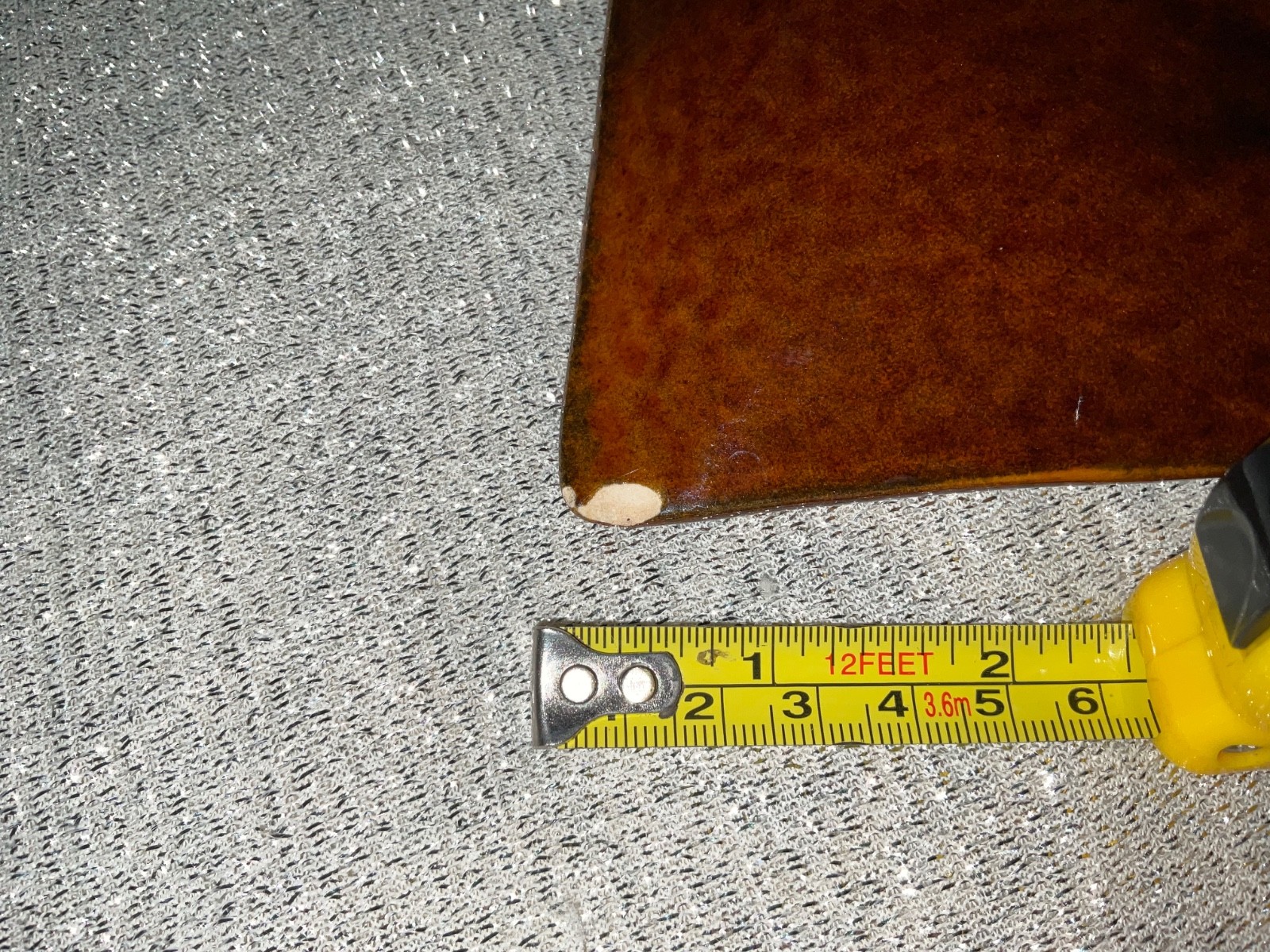 Ashtray Orange Brown MCC Glazed Square 8.5″ Made in USA Vintage Retro (Chipped)