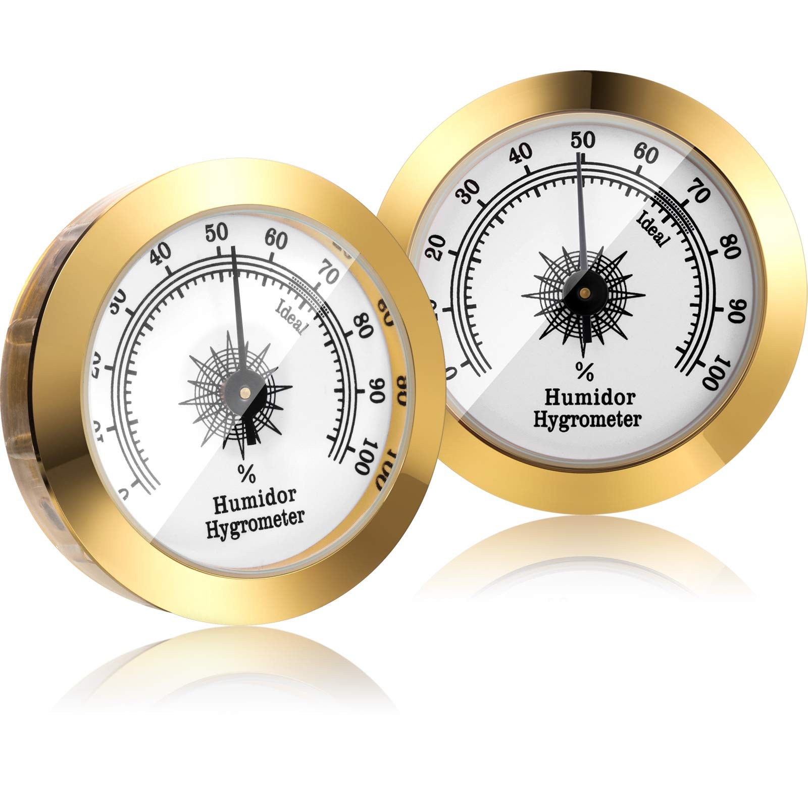 Frienda 2 Pcs Hydrometer 2 Inch Humidity Meter 2 Count (Pack of 1), Gold