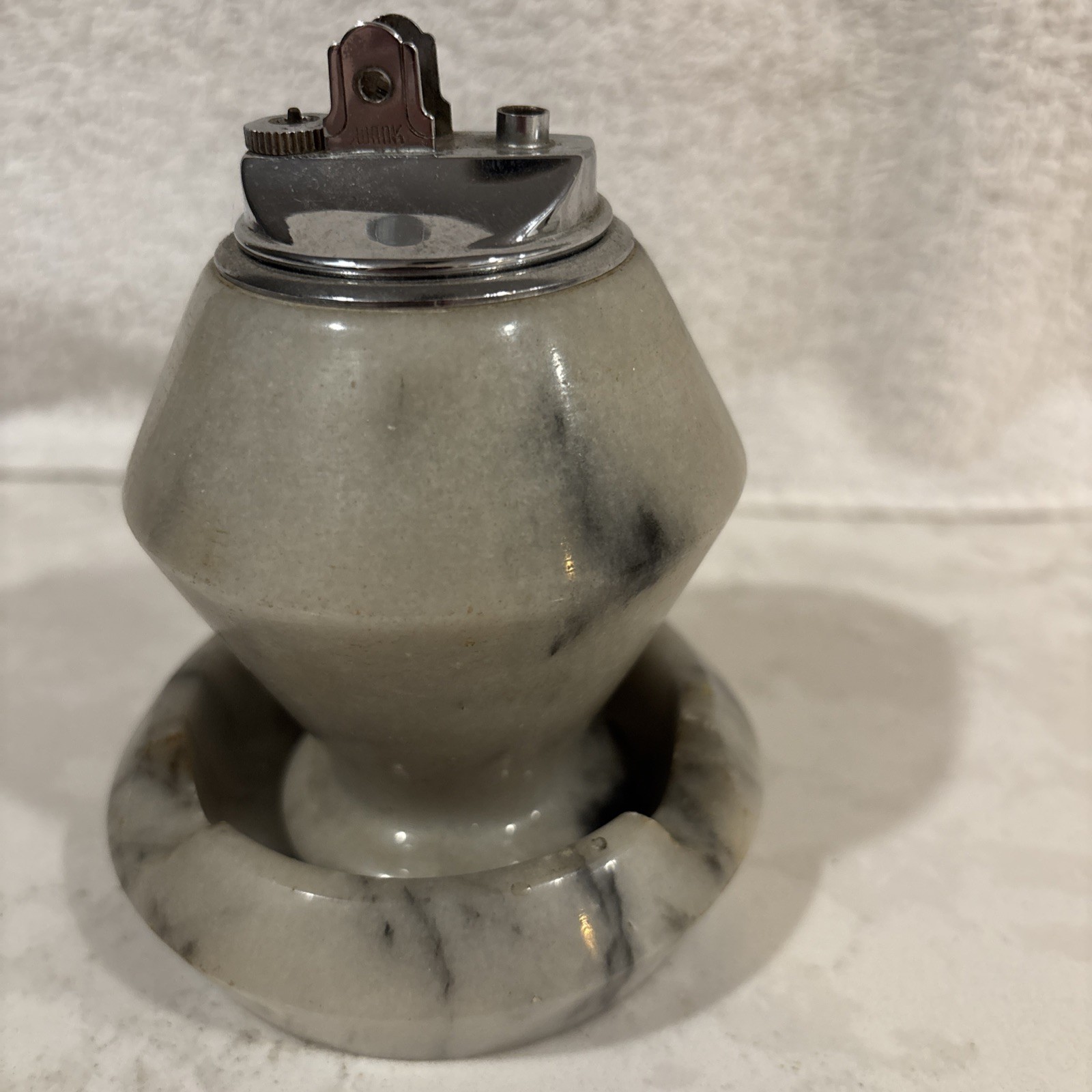 vintage alabaster table lighter & ashtray set 50’s-70’s missing striker